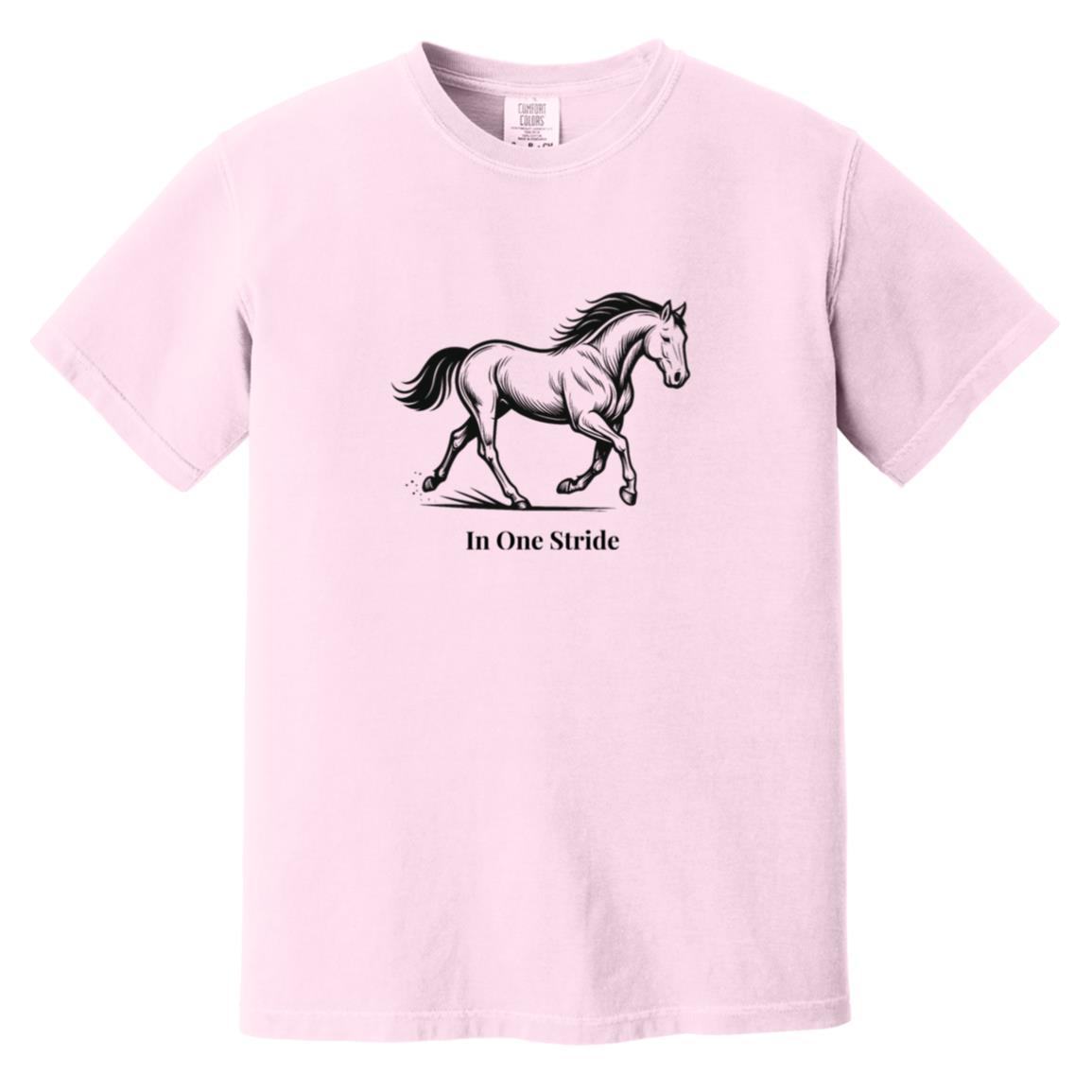 In One Stride horse graphic with text below on short sleeve tee.