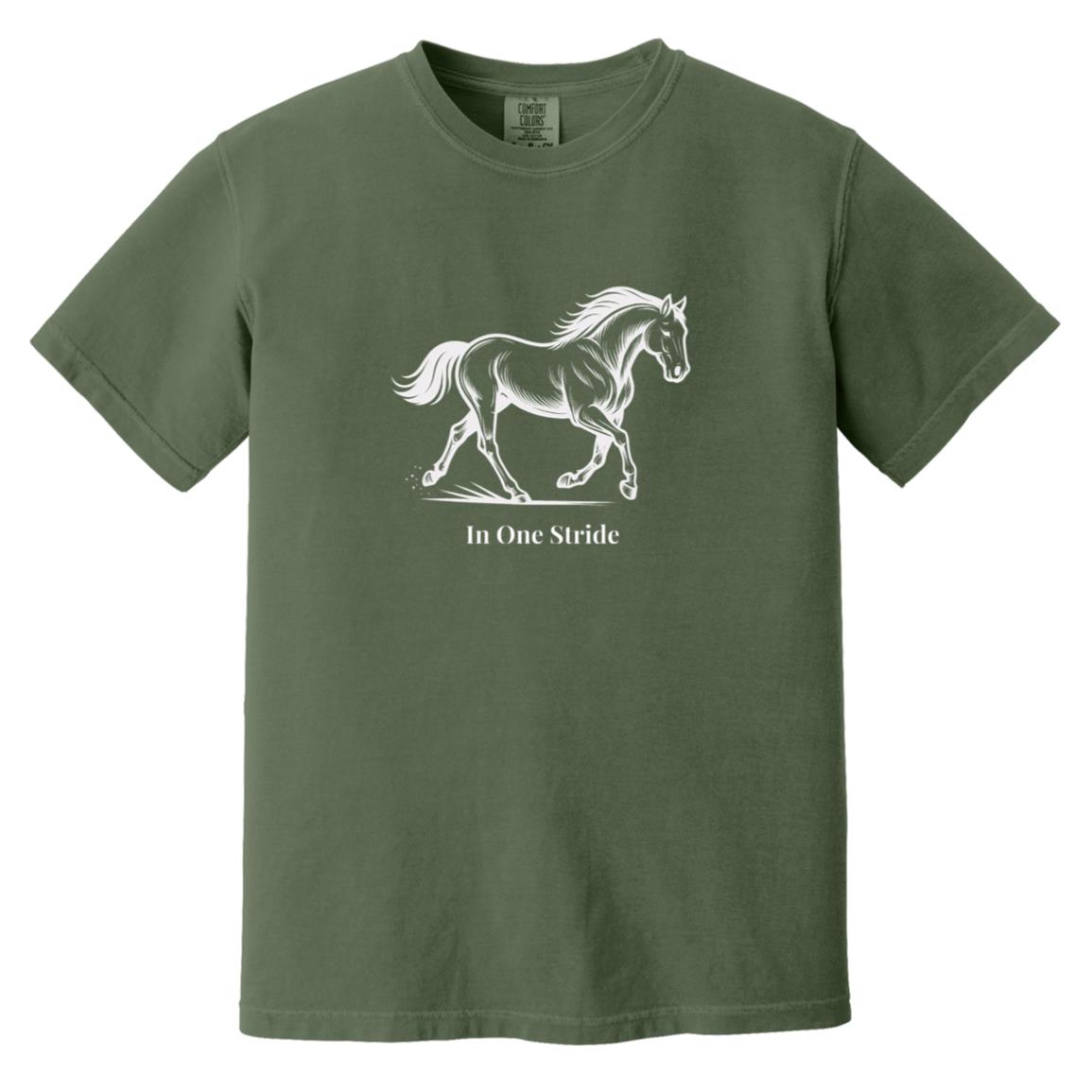 In One Stride horse graphic with text below on short sleeve tee.