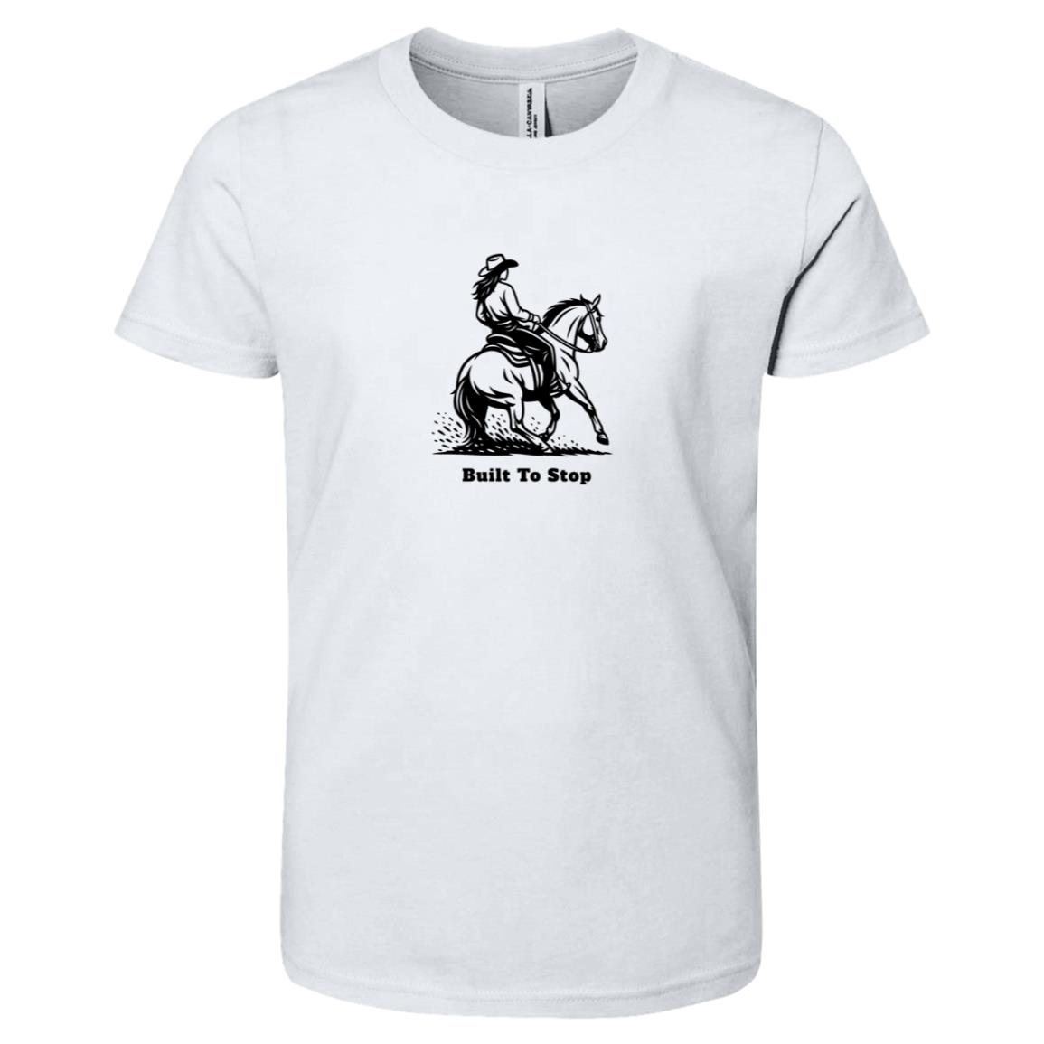 Youth girl reining horse graphic shirt.