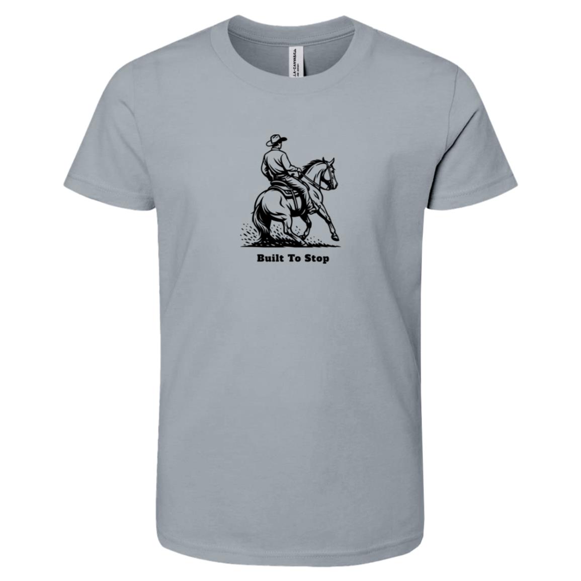 HorseTail Legacy Youth Apparel showing male and female rider Built to Stop tees.