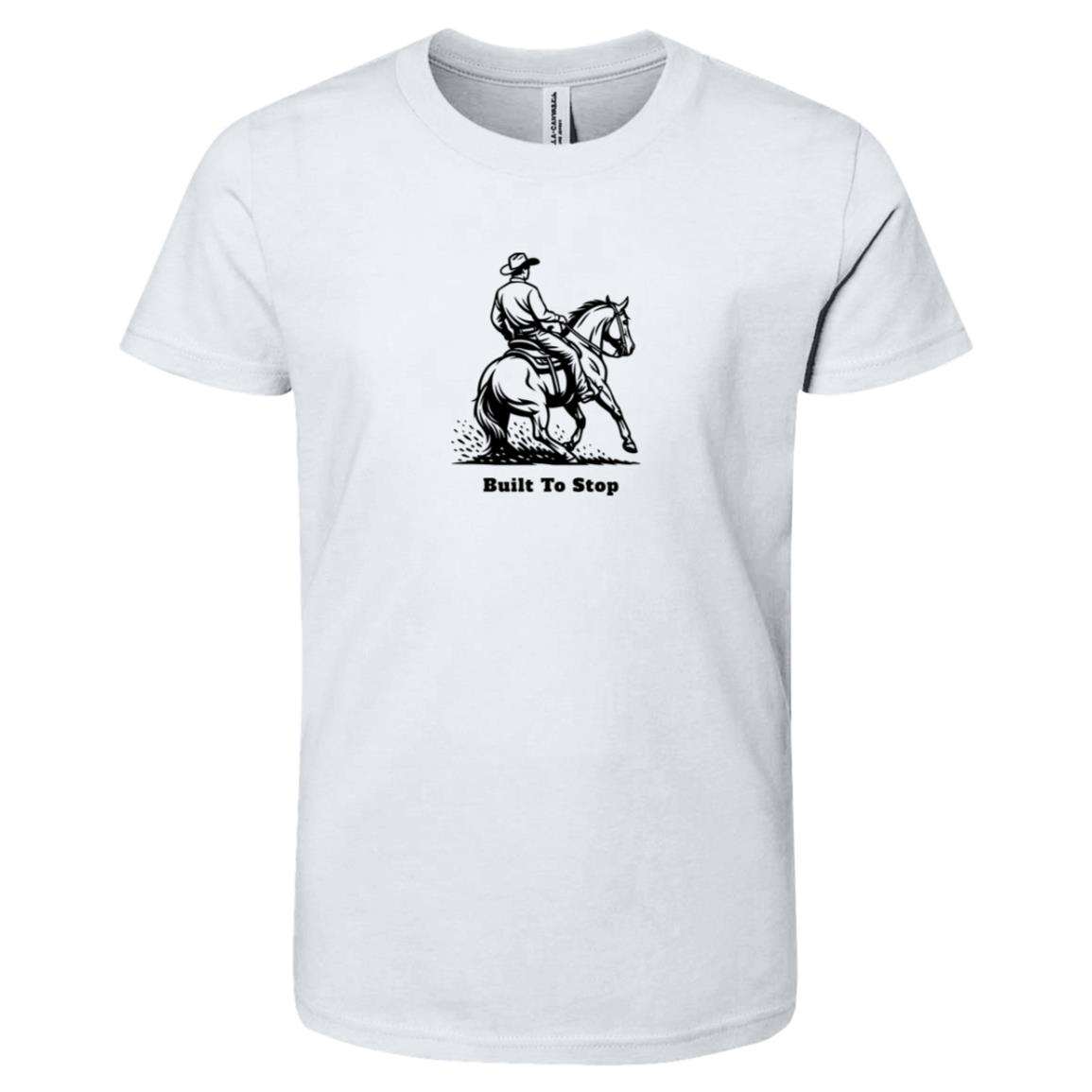 HorseTail Legacy Youth Apparel showing male and female rider Built to Stop tees.