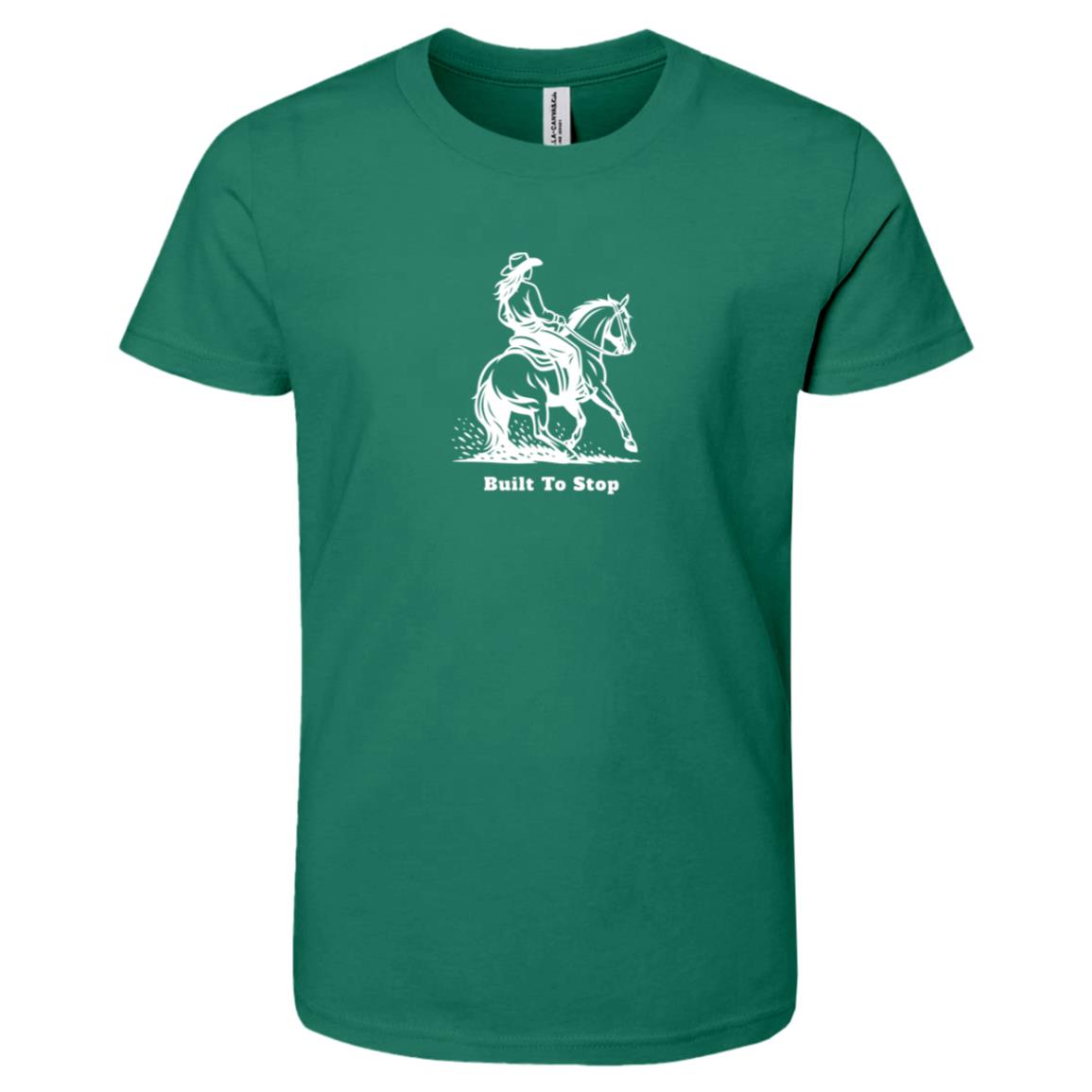 HorseTail Legacy Youth Apparel showing male and female rider Built to Stop tees.