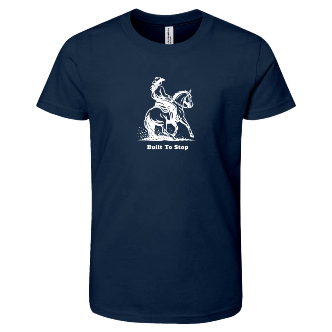 HorseTail Legacy Youth Apparel showing male and female rider Built to Stop tees.