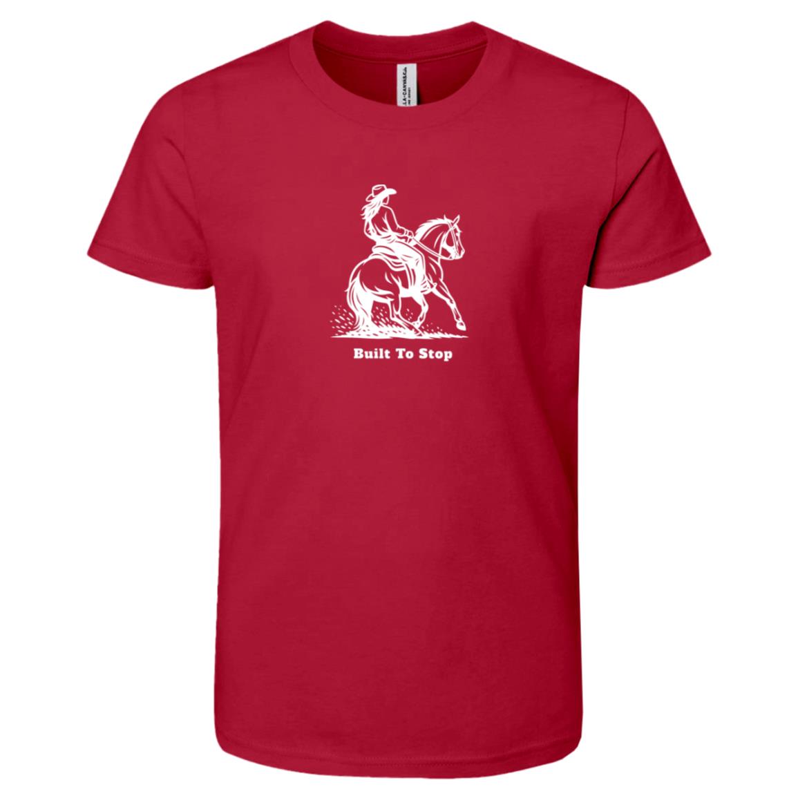 HorseTail Legacy Youth Apparel showing male and female rider Built to Stop tees.