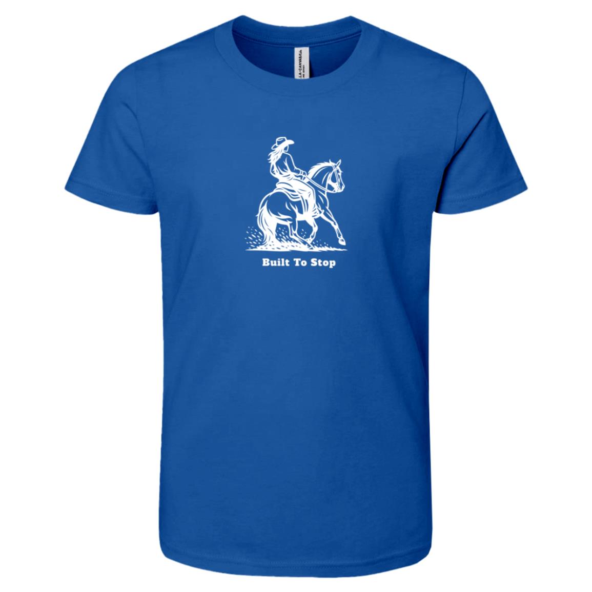 HorseTail Legacy Youth Apparel showing male and female rider Built to Stop tees.