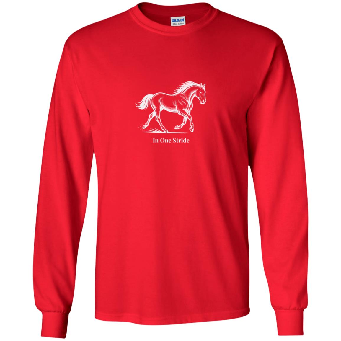 Youth long sleeve tee unisex horse design In One Stride
