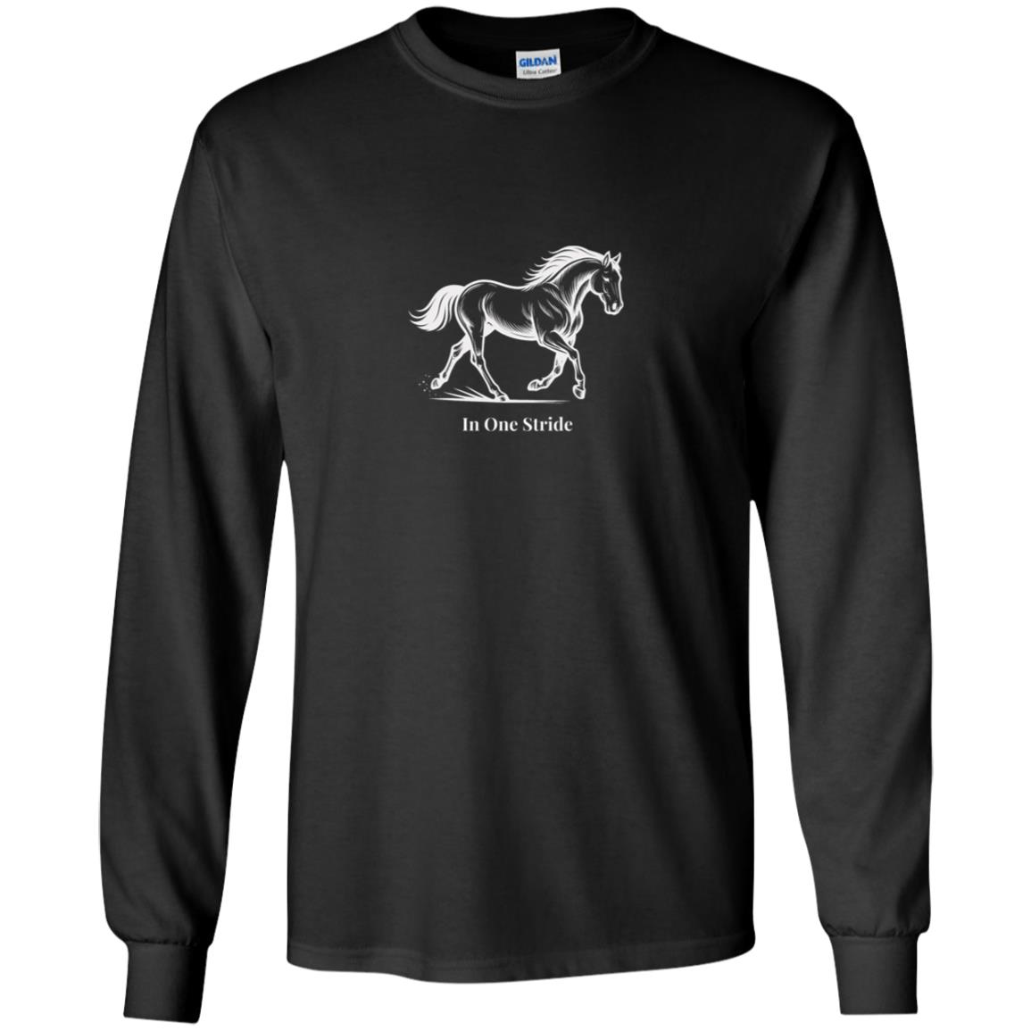 Youth long sleeve tee unisex horse design In One Stride
