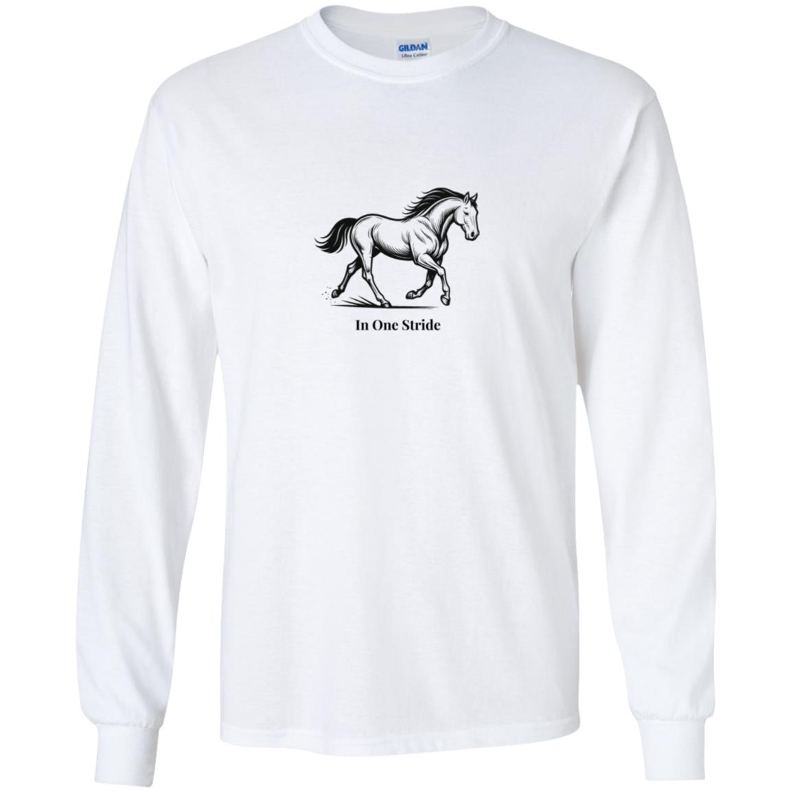 Youth long sleeve tee unisex horse design In One Stride