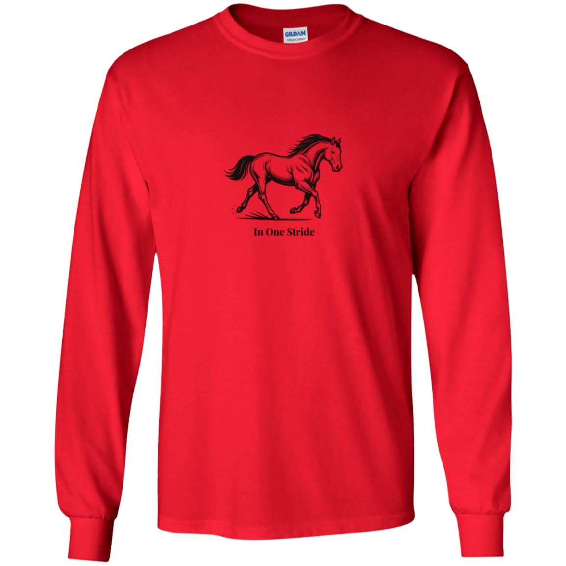 Youth long sleeve tee unisex horse design In One Stride