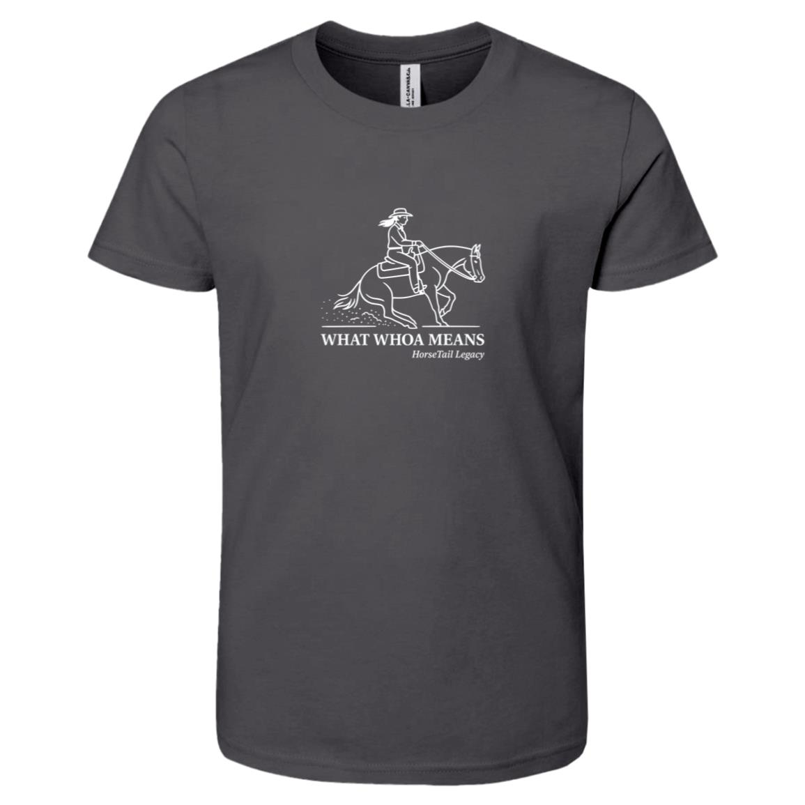 What Whoa Means Female Graphic White 3001Y Bella + Canvas Kids Short-Sleeve T-Shirt