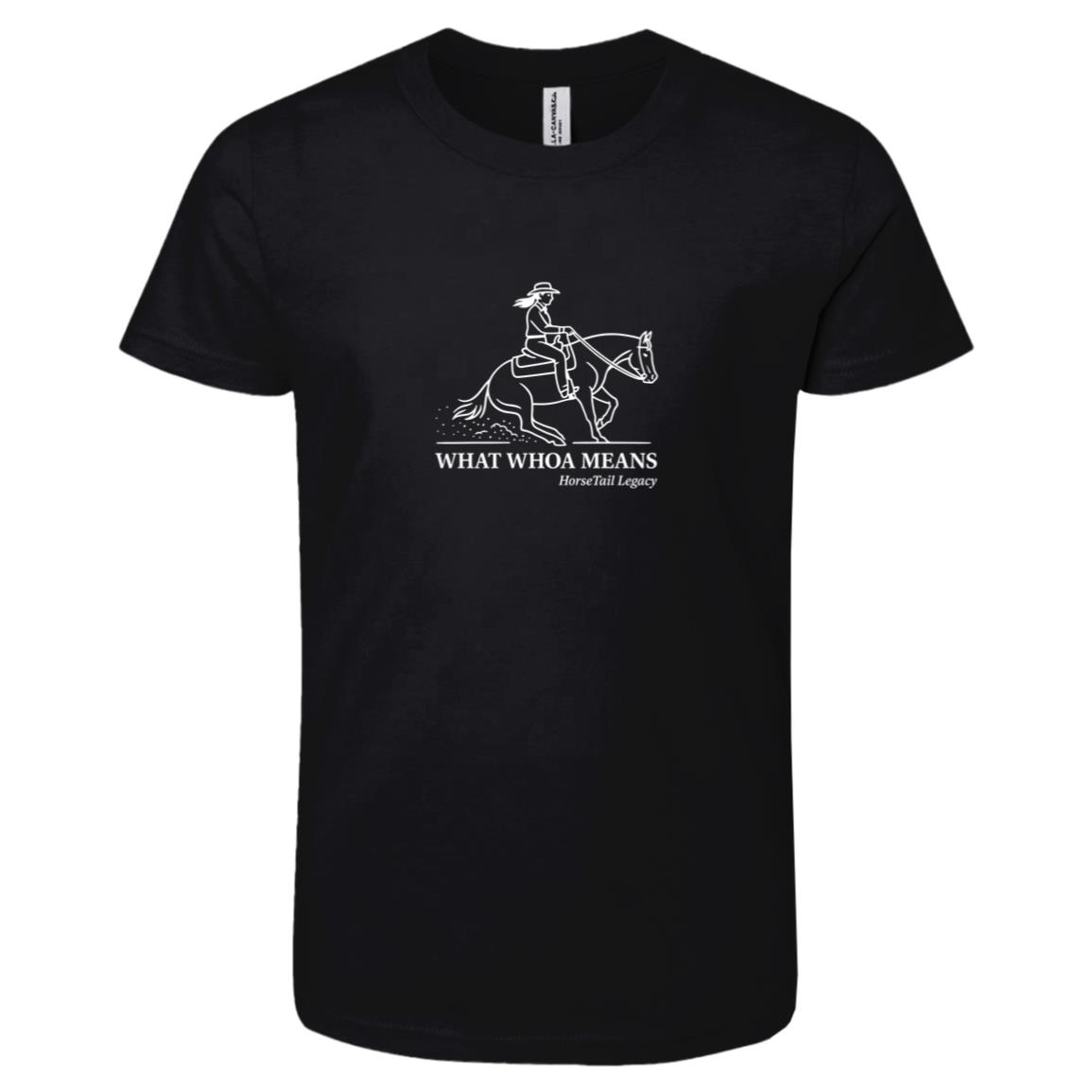 What Whoa Means Female Graphic White 3001Y Bella + Canvas Kids Short-Sleeve T-Shirt