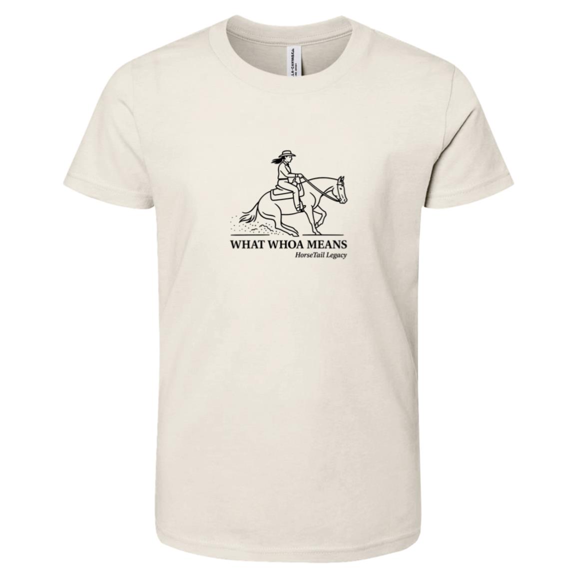 What Whoa Means Female Graphic Black 3001Y Bella + Canvas Kids Short-Sleeve T-Shirt