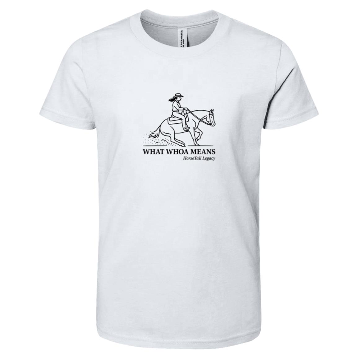 What Whoa Means Female Graphic Black 3001Y Bella + Canvas Kids Short-Sleeve T-Shirt