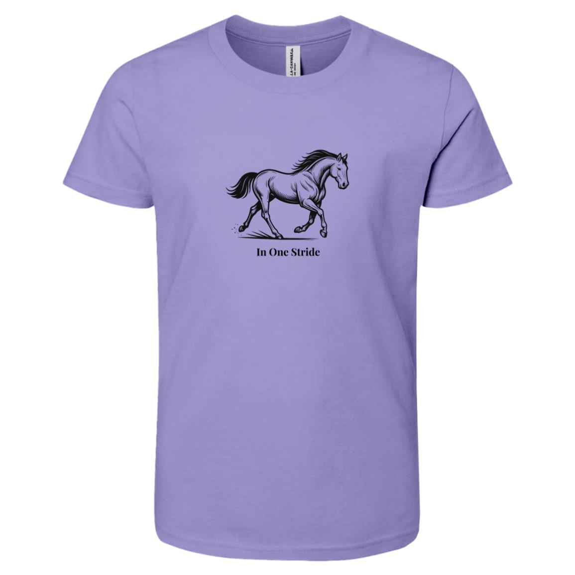 In One Stride Horse Graphic Black 3001Y Bella + Canvas Kids Short-Sleeve T-Shirt
