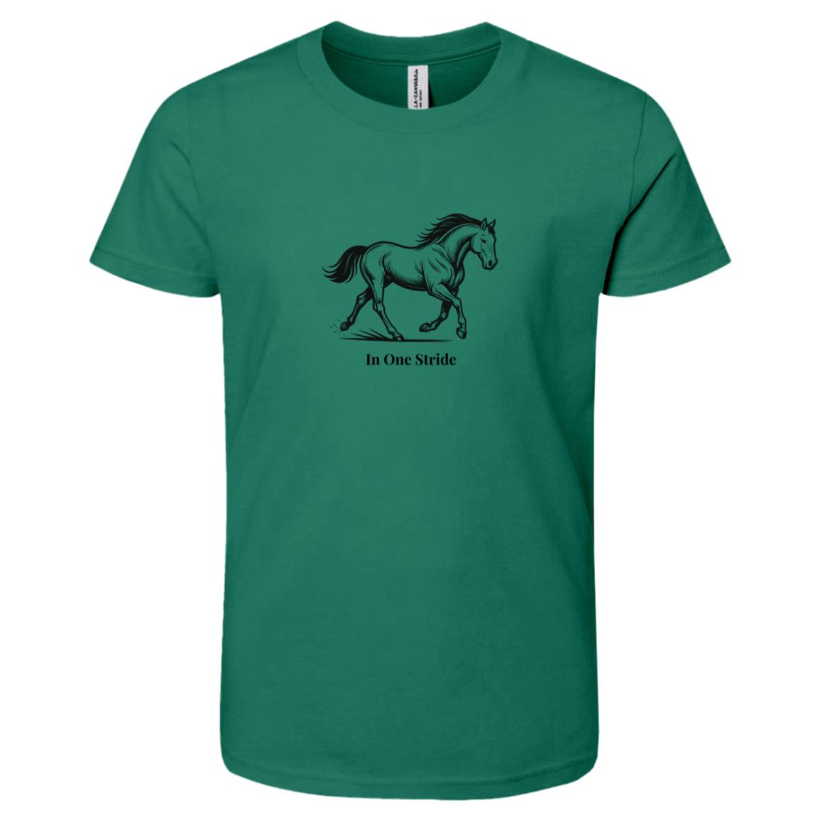 In One Stride Horse Graphic Black 3001Y Bella + Canvas Kids Short-Sleeve T-Shirt