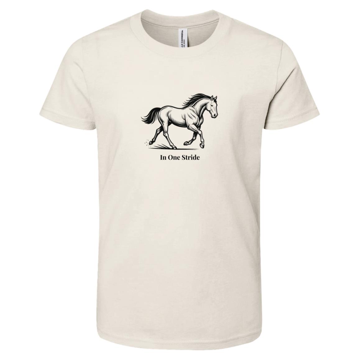 In One Stride Horse Graphic Black 3001Y Bella + Canvas Kids Short-Sleeve T-Shirt