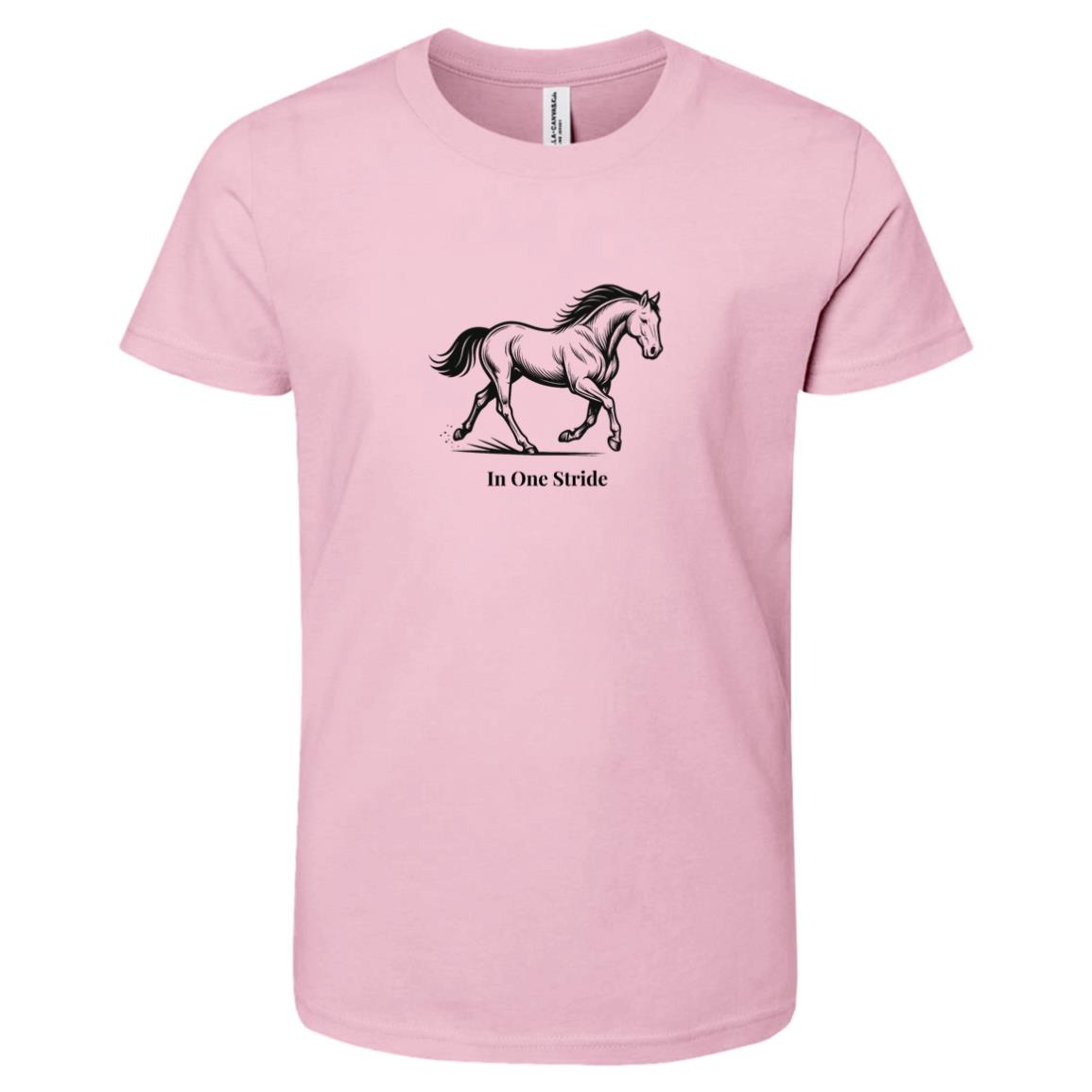 In One Stride Horse Graphic Black 3001Y Bella + Canvas Kids Short-Sleeve T-Shirt