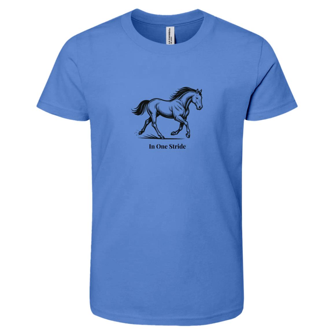 In One Stride Horse Graphic Black 3001Y Bella + Canvas Kids Short-Sleeve T-Shirt