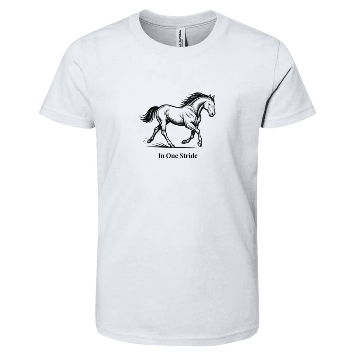 In One Stride Horse Graphic Black 3001Y Bella + Canvas Kids Short-Sleeve T-Shirt