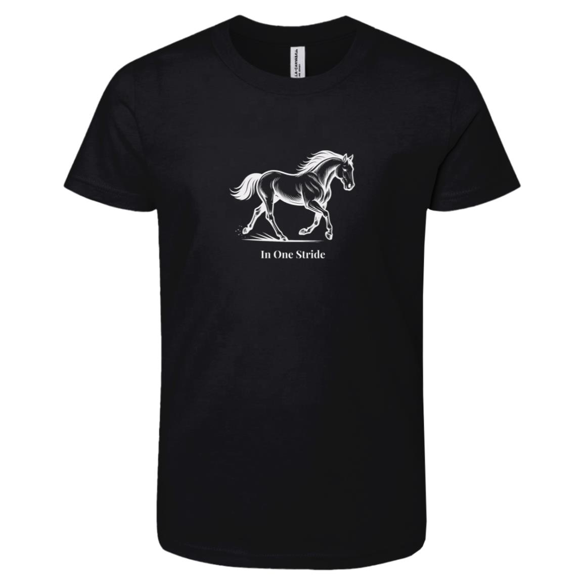 In One Stride Horse Graphic White 3001Y Bella + Canvas Kids Short-Sleeve T-Shirt