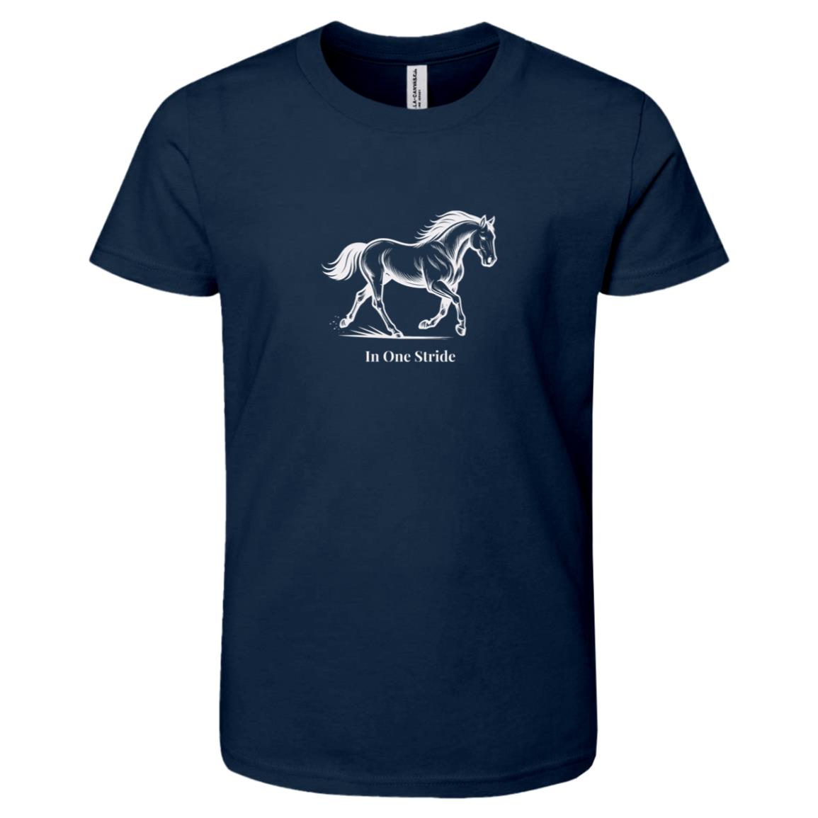 In One Stride Horse Graphic White 3001Y Bella + Canvas Kids Short-Sleeve T-Shirt