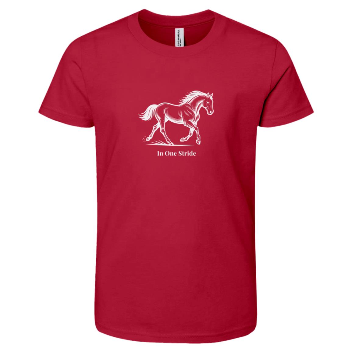 In One Stride Horse Graphic White 3001Y Bella + Canvas Kids Short-Sleeve T-Shirt