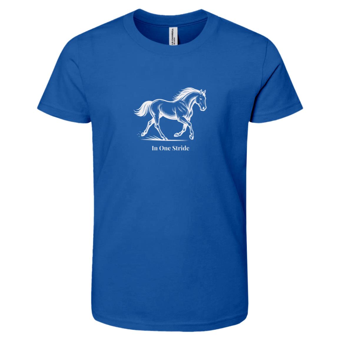 In One Stride Horse Graphic White 3001Y Bella + Canvas Kids Short-Sleeve T-Shirt