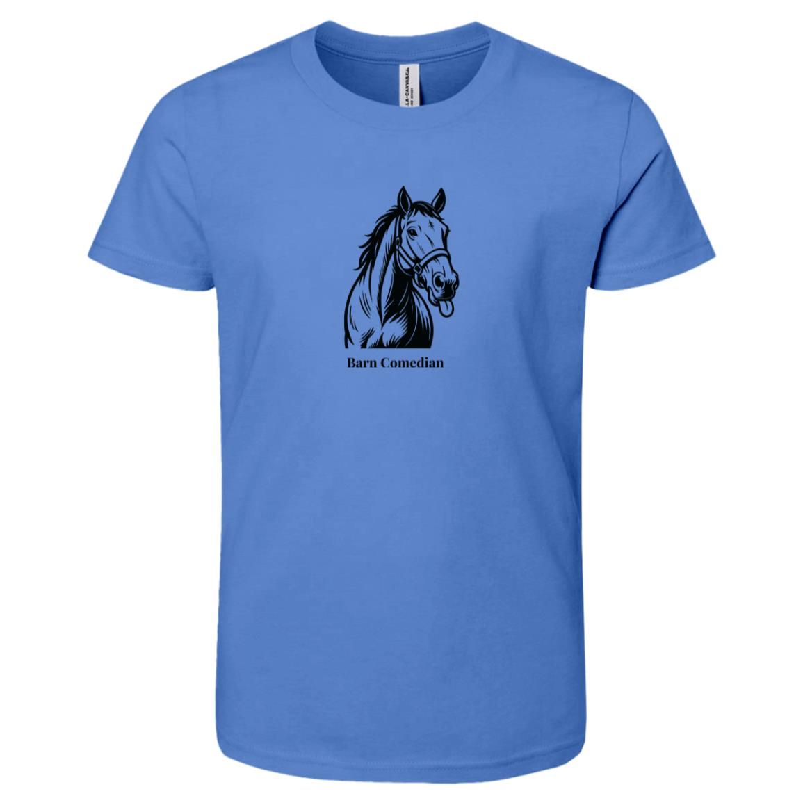 Barn Comedian Horse Graphic Black 3001Y Bella + Canvas Kids Short-Sleeve T-Shirt