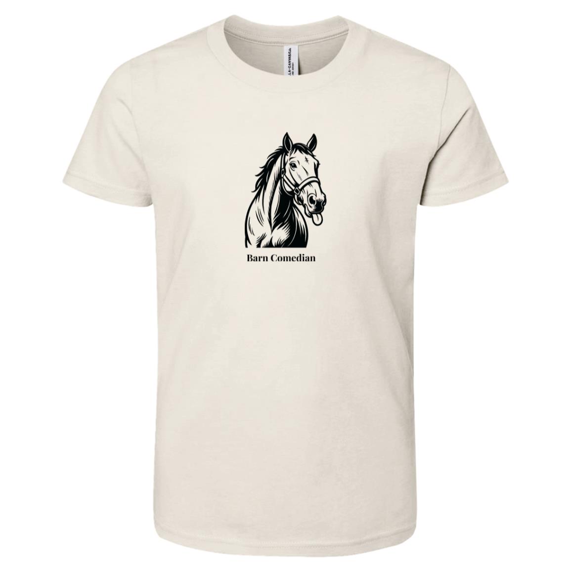Barn Comedian Horse Graphic Black 3001Y Bella + Canvas Kids Short-Sleeve T-Shirt