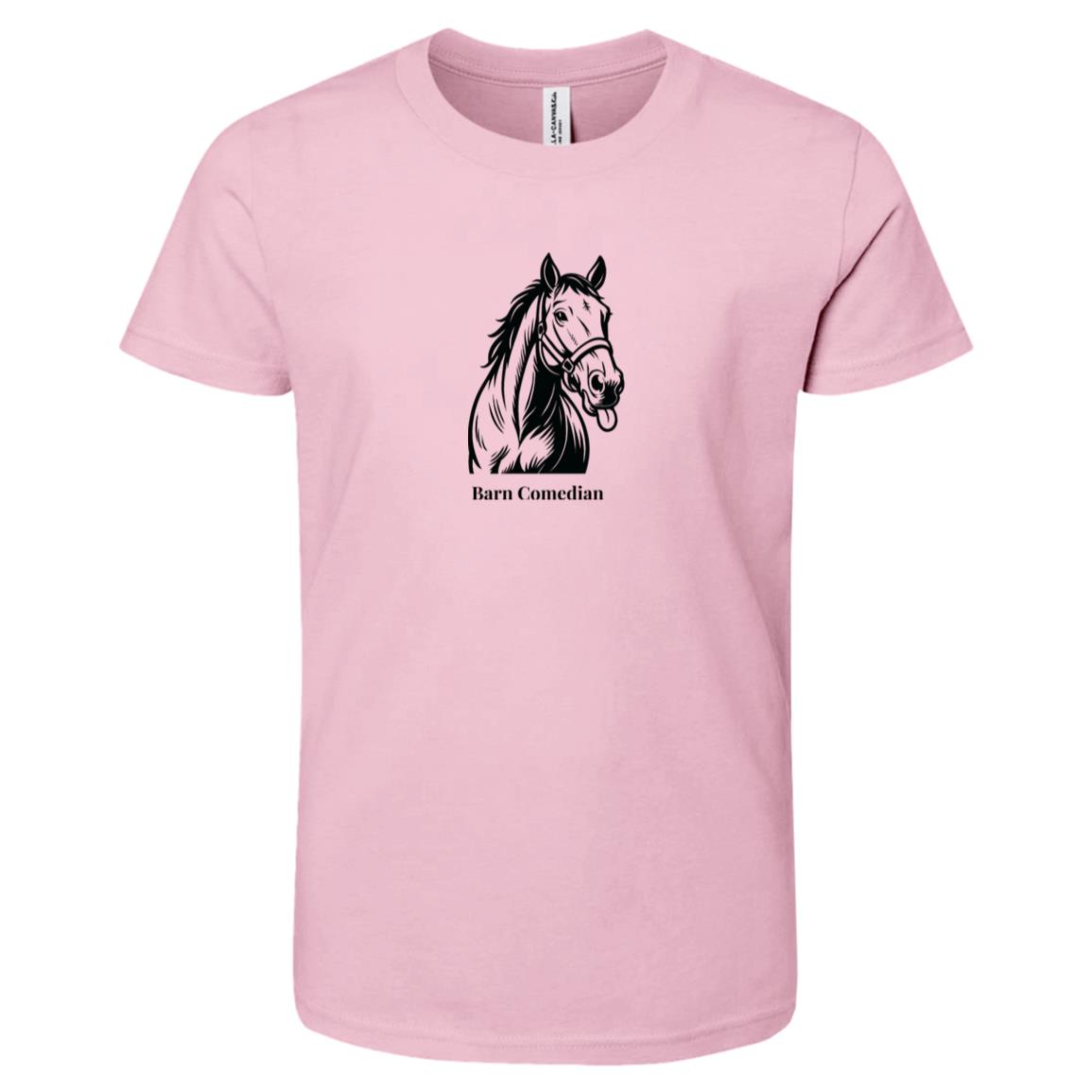 Barn Comedian Horse Graphic Black 3001Y Bella + Canvas Kids Short-Sleeve T-Shirt
