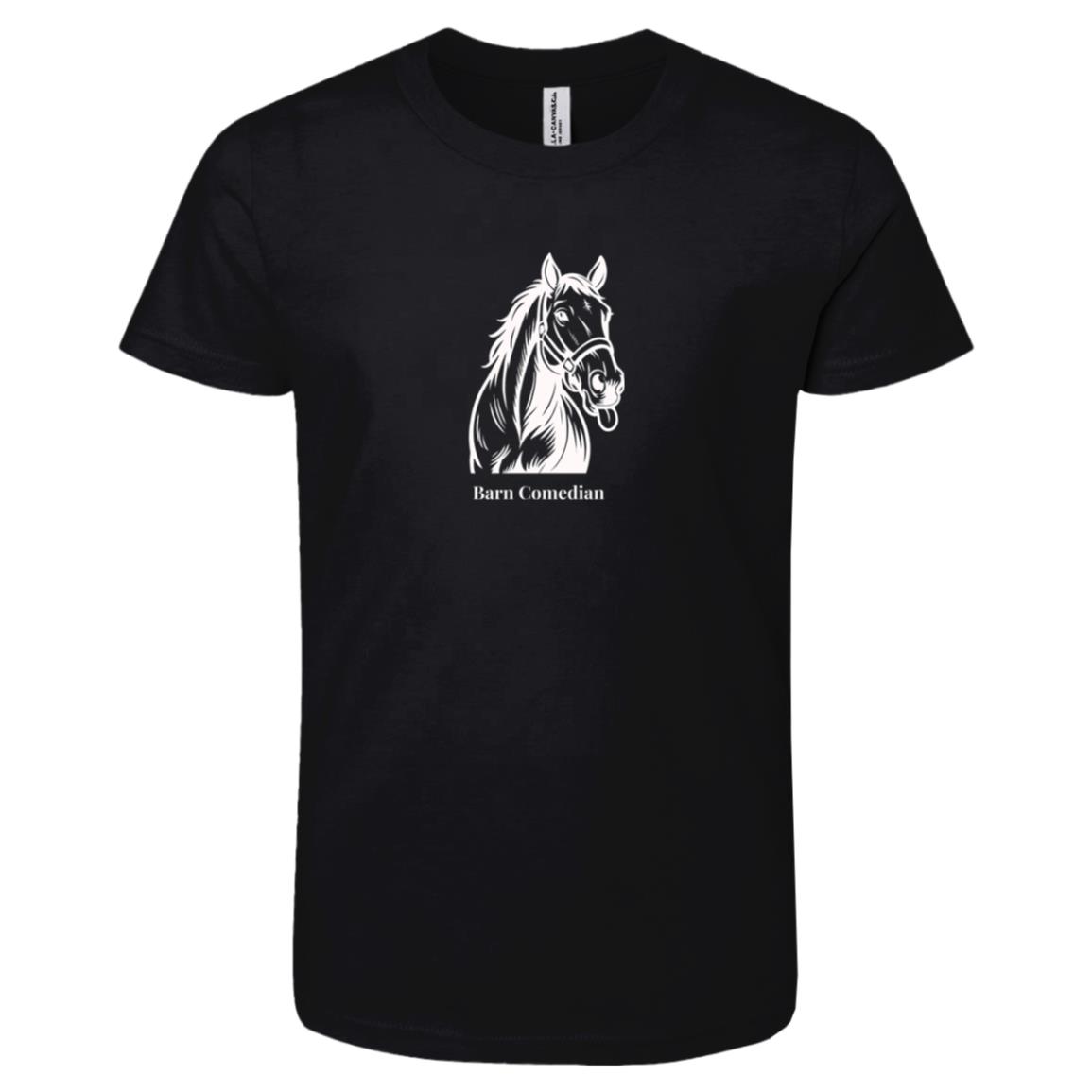 Barn Comedian Horse Graphic White 3001Y Bella + Canvas Kids Short-Sleeve T-Shirt
