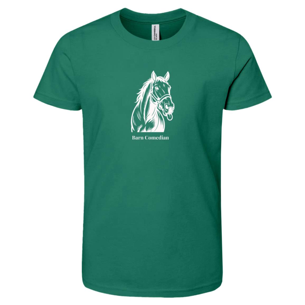 Barn Comedian Horse Graphic White 3001Y Bella + Canvas Kids Short-Sleeve T-Shirt