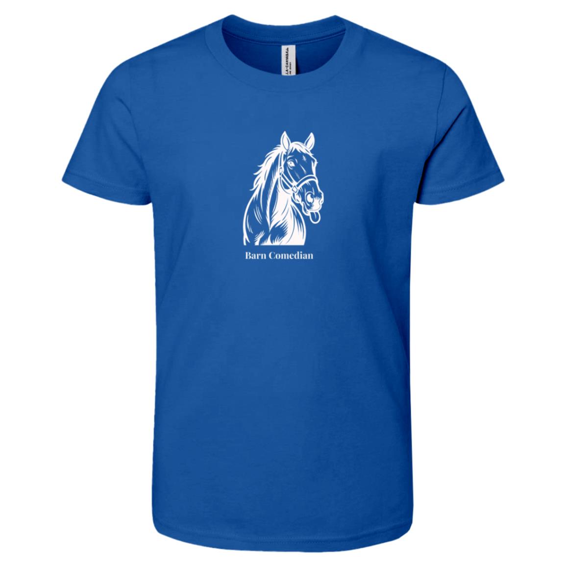 Barn Comedian Horse Graphic White 3001Y Bella + Canvas Kids Short-Sleeve T-Shirt
