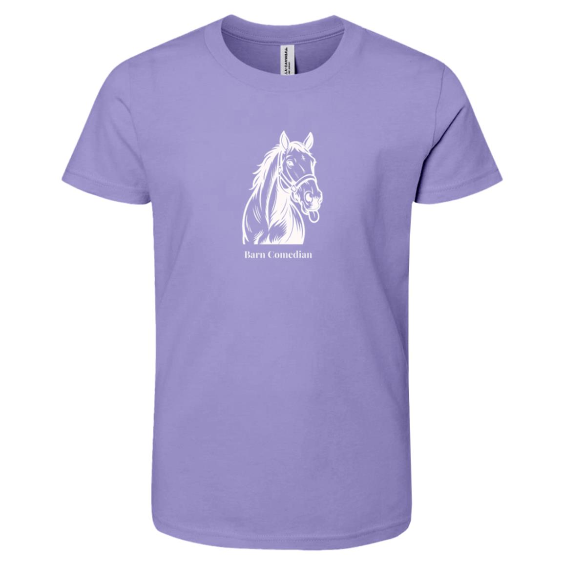 Barn Comedian Horse Graphic White 3001Y Bella + Canvas Kids Short-Sleeve T-Shirt