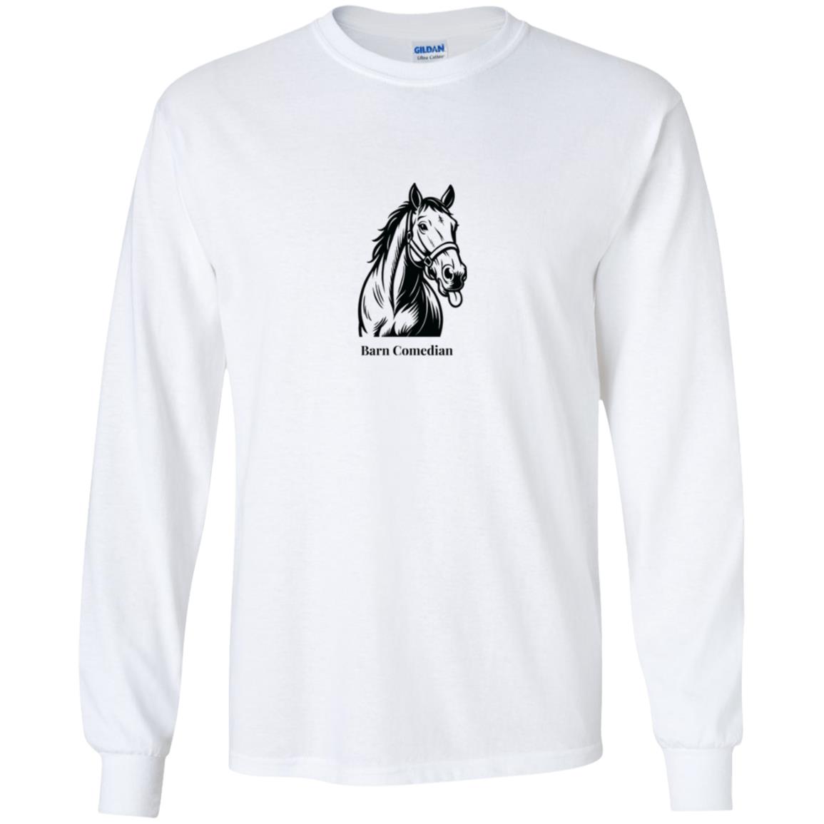 Barn Comedian Horse Graphic Black HG540B Youth LS T-Shirt