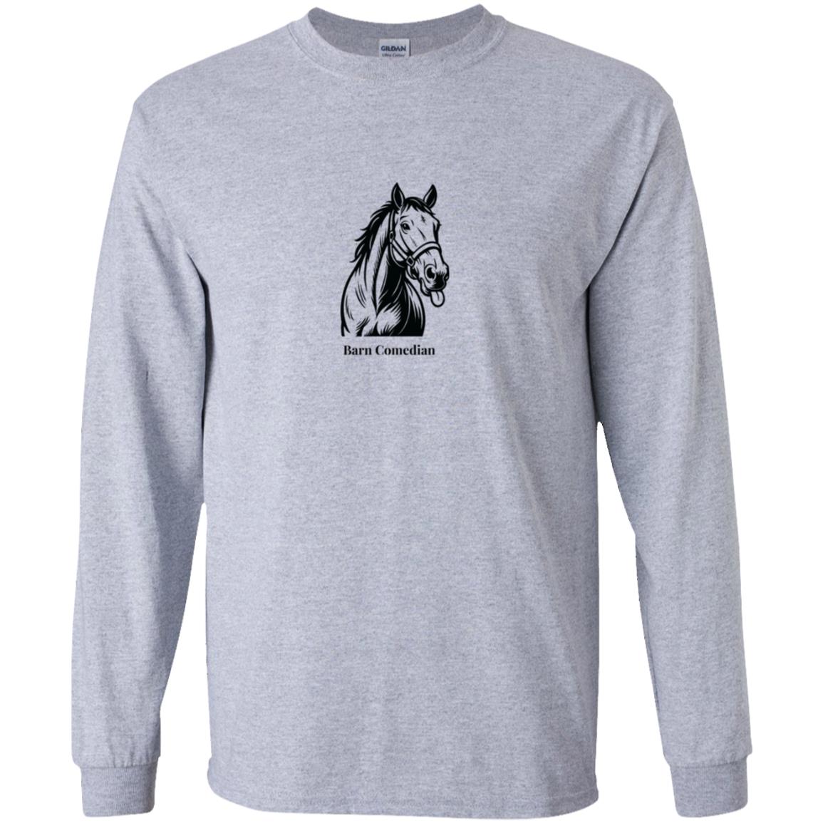 Barn Comedian Horse Graphic Black HG540B Youth LS T-Shirt