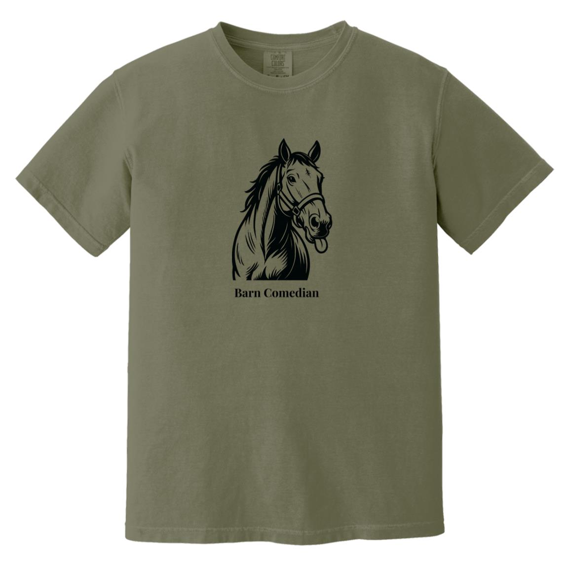 Barn Comedian Horse Graphic Black CC1717 Heavyweight Garment-Dyed T-Shirt