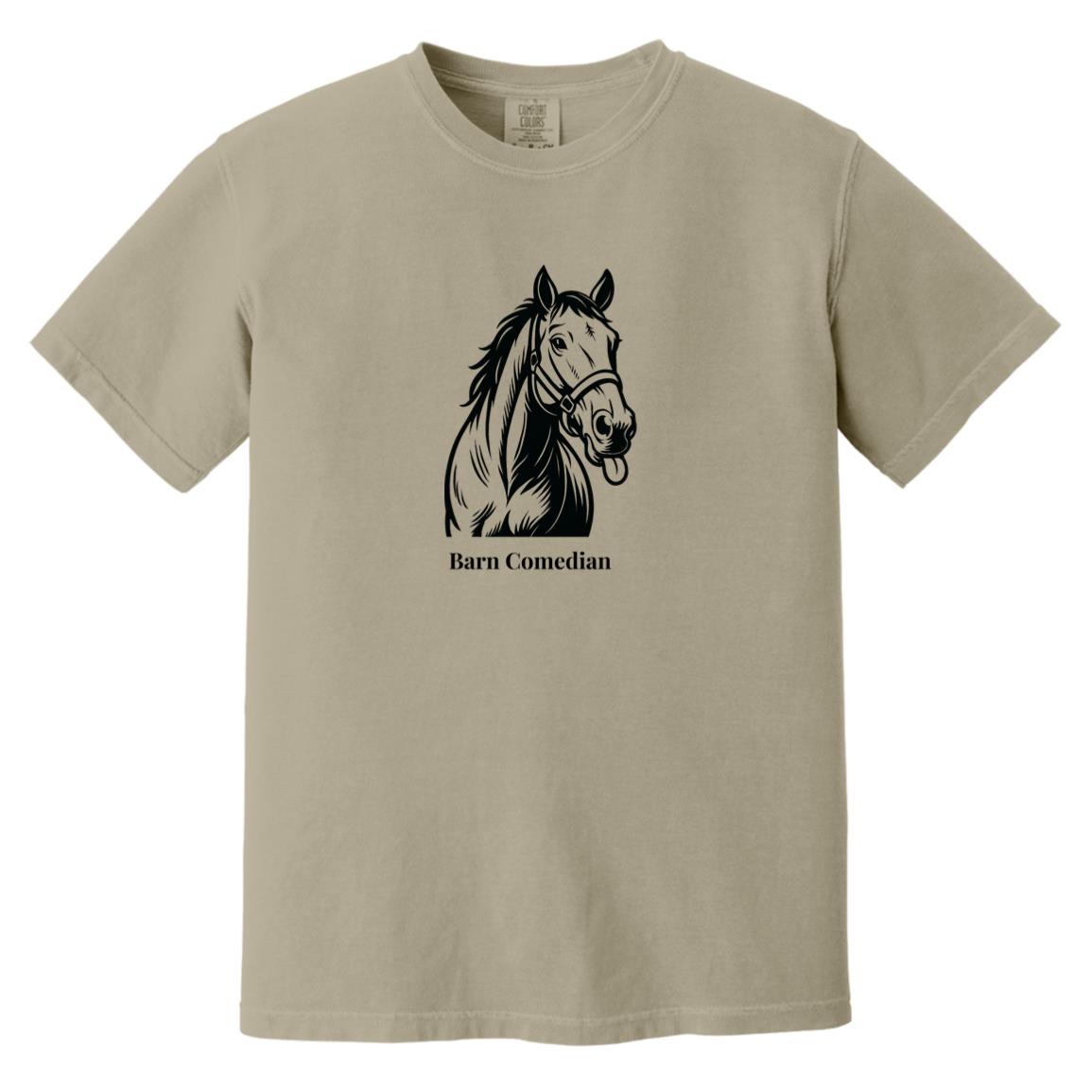 Barn Comedian Horse Graphic Black CC1717 Heavyweight Garment-Dyed T-Shirt