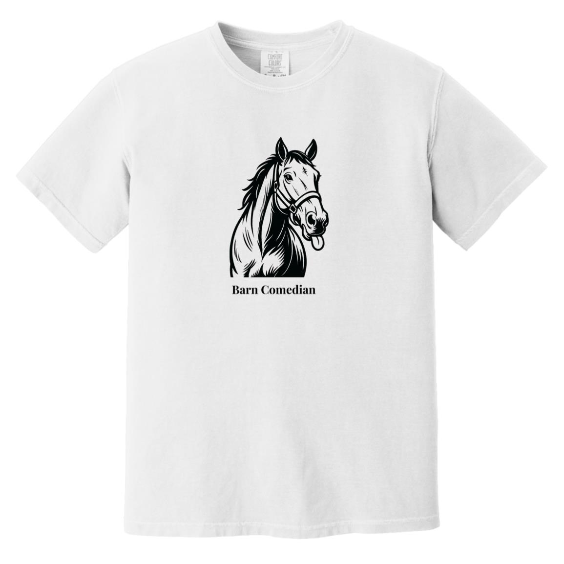 Barn Comedian Horse Graphic Black CC1717 Heavyweight Garment-Dyed T-Shirt