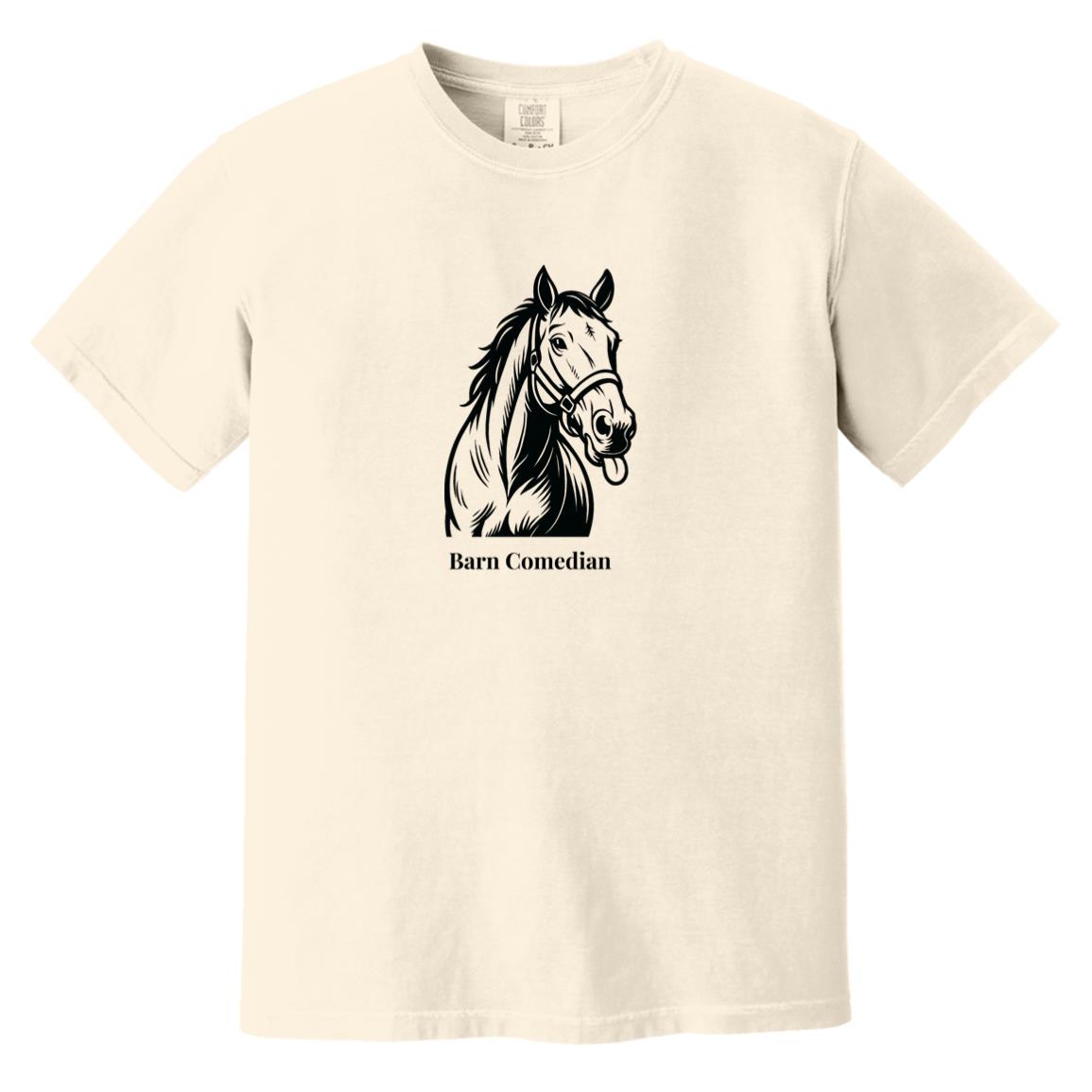Barn Comedian Horse Graphic Black CC1717 Heavyweight Garment-Dyed T-Shirt