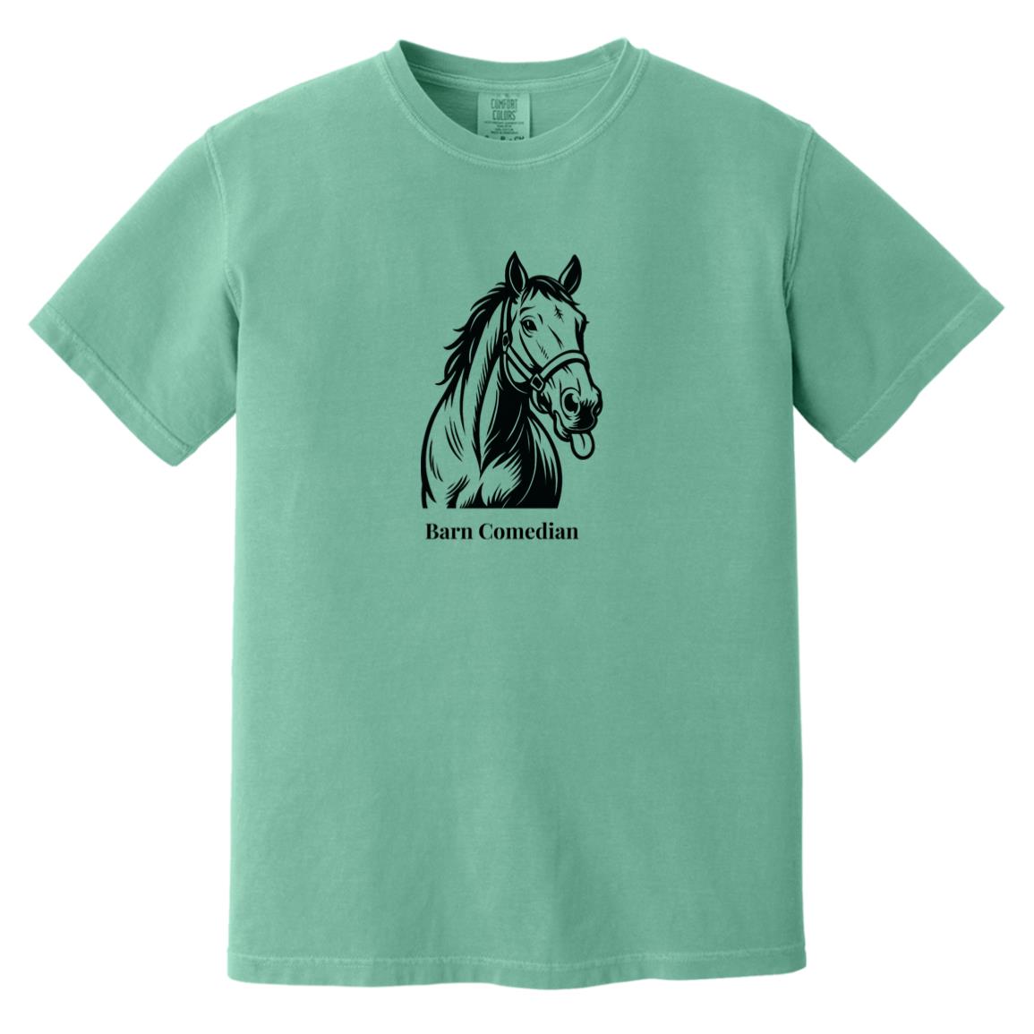 Barn Comedian Horse Graphic Black CC1717 Heavyweight Garment-Dyed T-Shirt