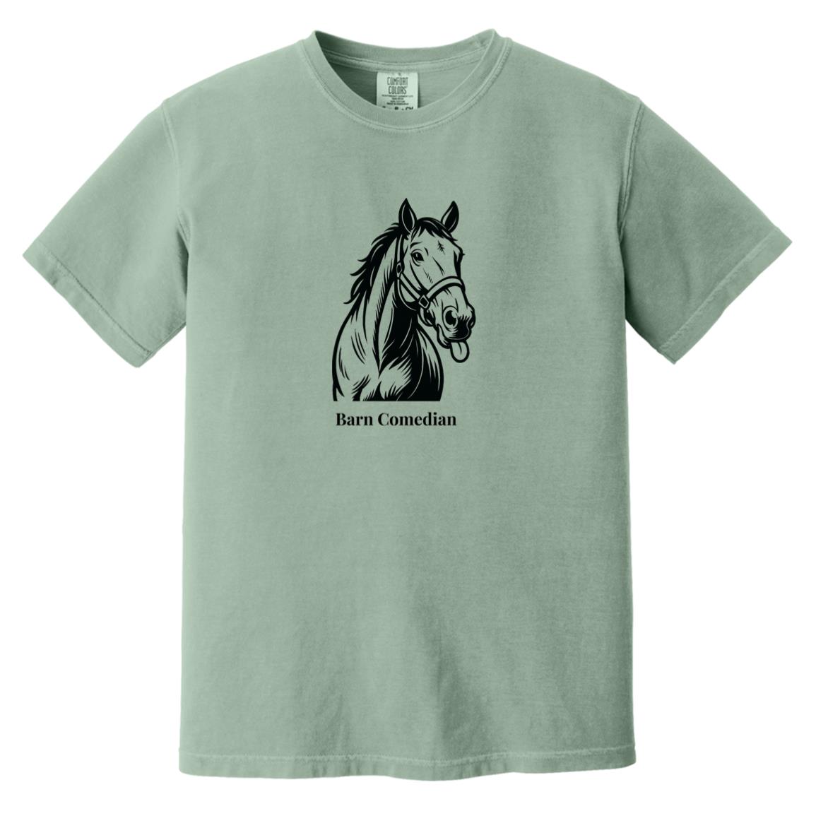 Barn Comedian Horse Graphic Black CC1717 Heavyweight Garment-Dyed T-Shirt