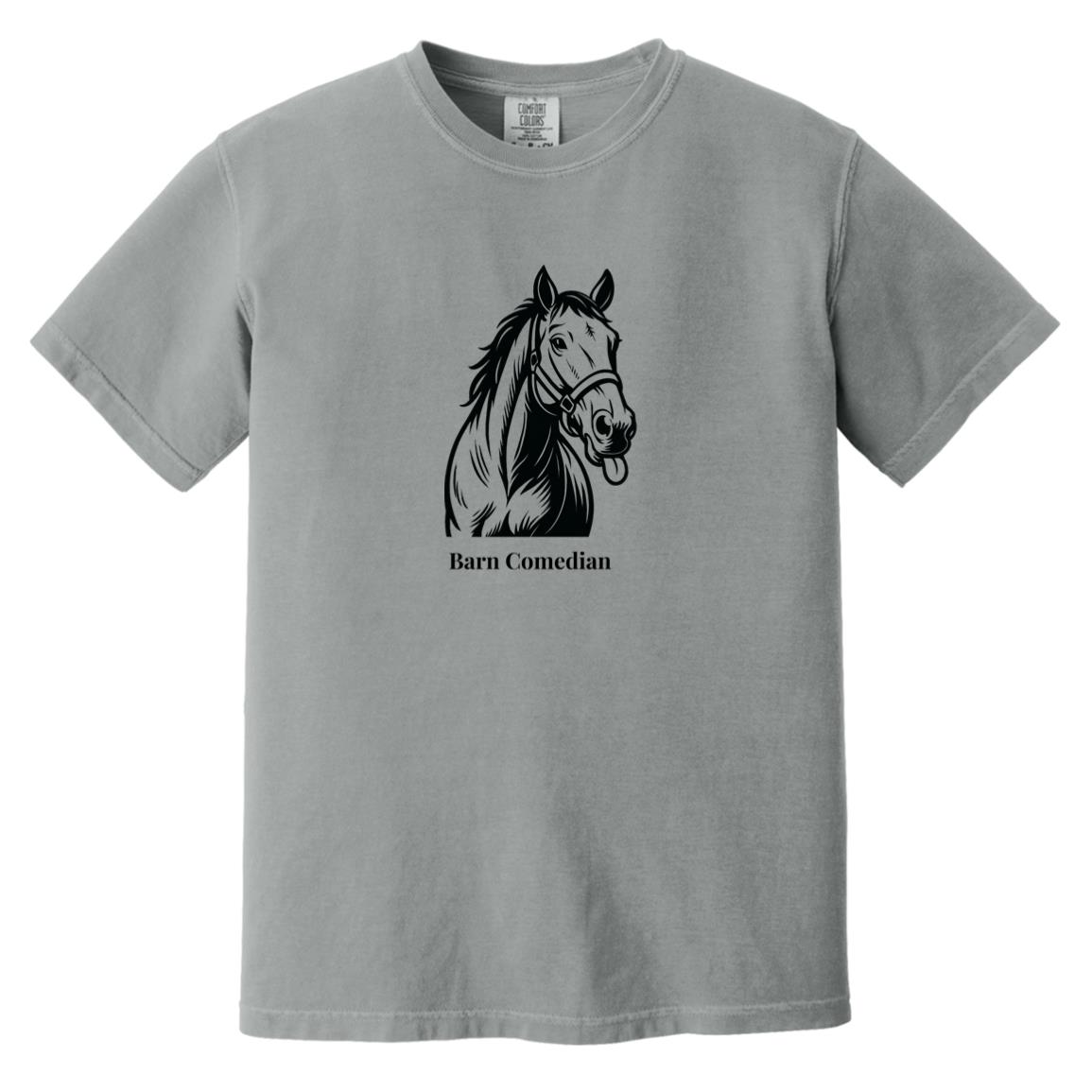 Barn Comedian Horse Graphic Black CC1717 Heavyweight Garment-Dyed T-Shirt