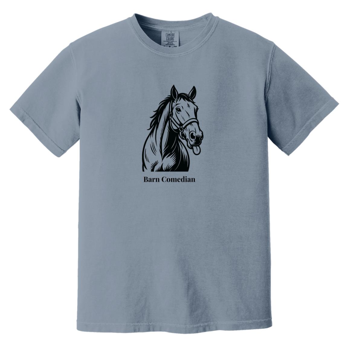 Barn Comedian Horse Graphic Black CC1717 Heavyweight Garment-Dyed T-Shirt