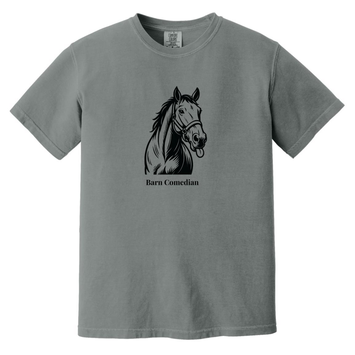 Barn Comedian Horse Graphic Black CC1717 Heavyweight Garment-Dyed T-Shirt