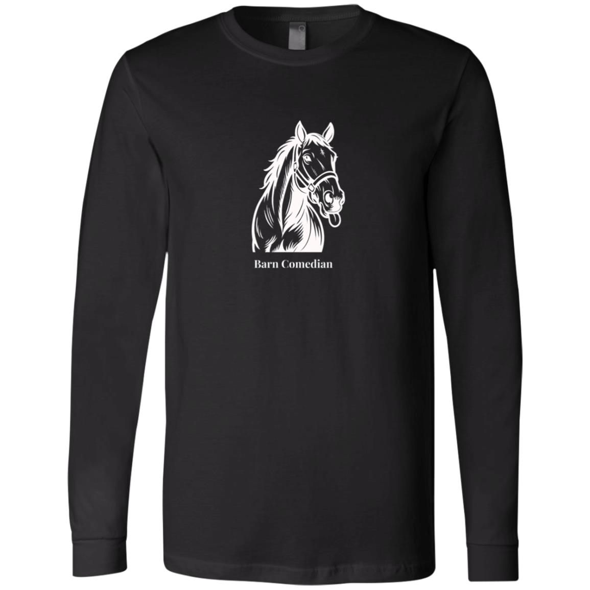 Barn Comedian Horse Graphic White H3501 Bella + Canvas Men's LS T-Shirt