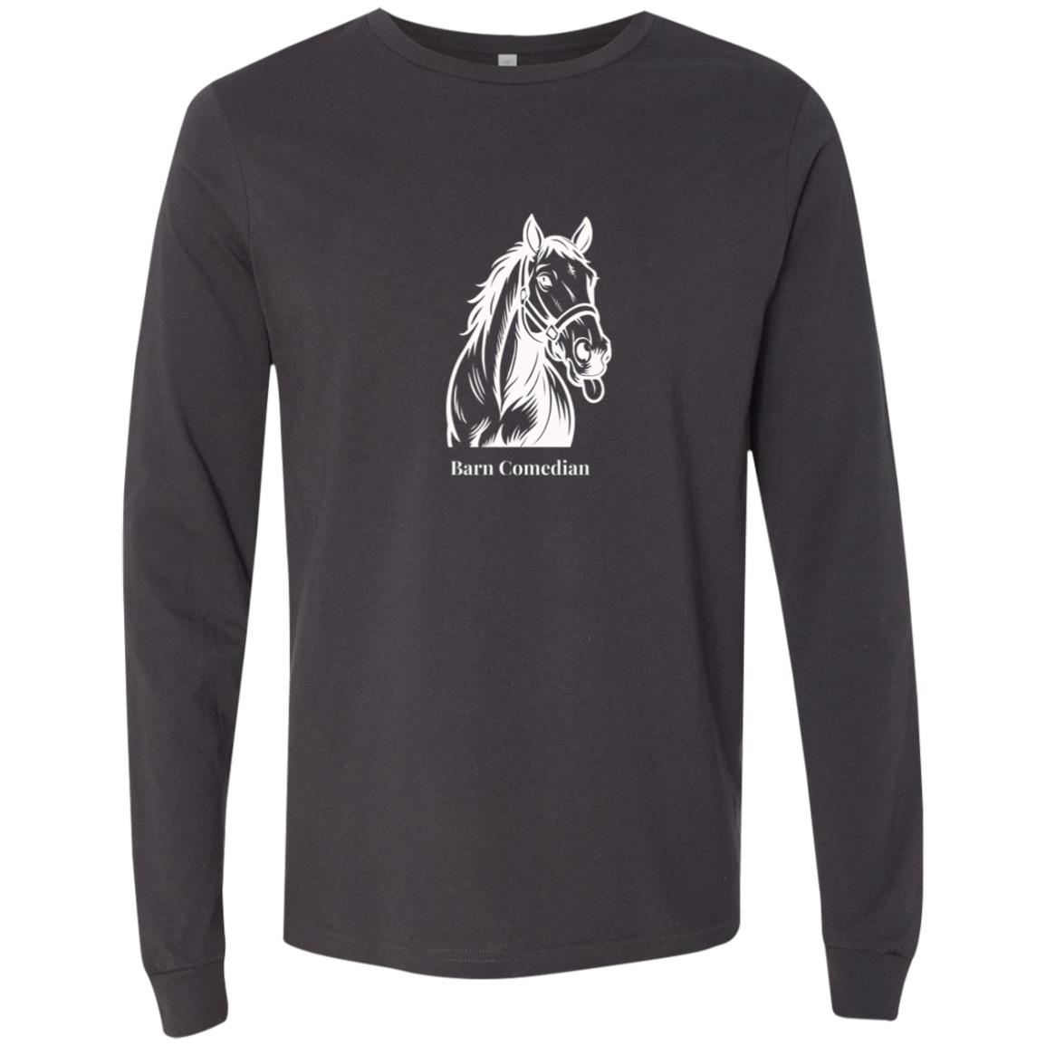 Barn Comedian Horse Graphic White H3501 Bella + Canvas Men's LS T-Shirt