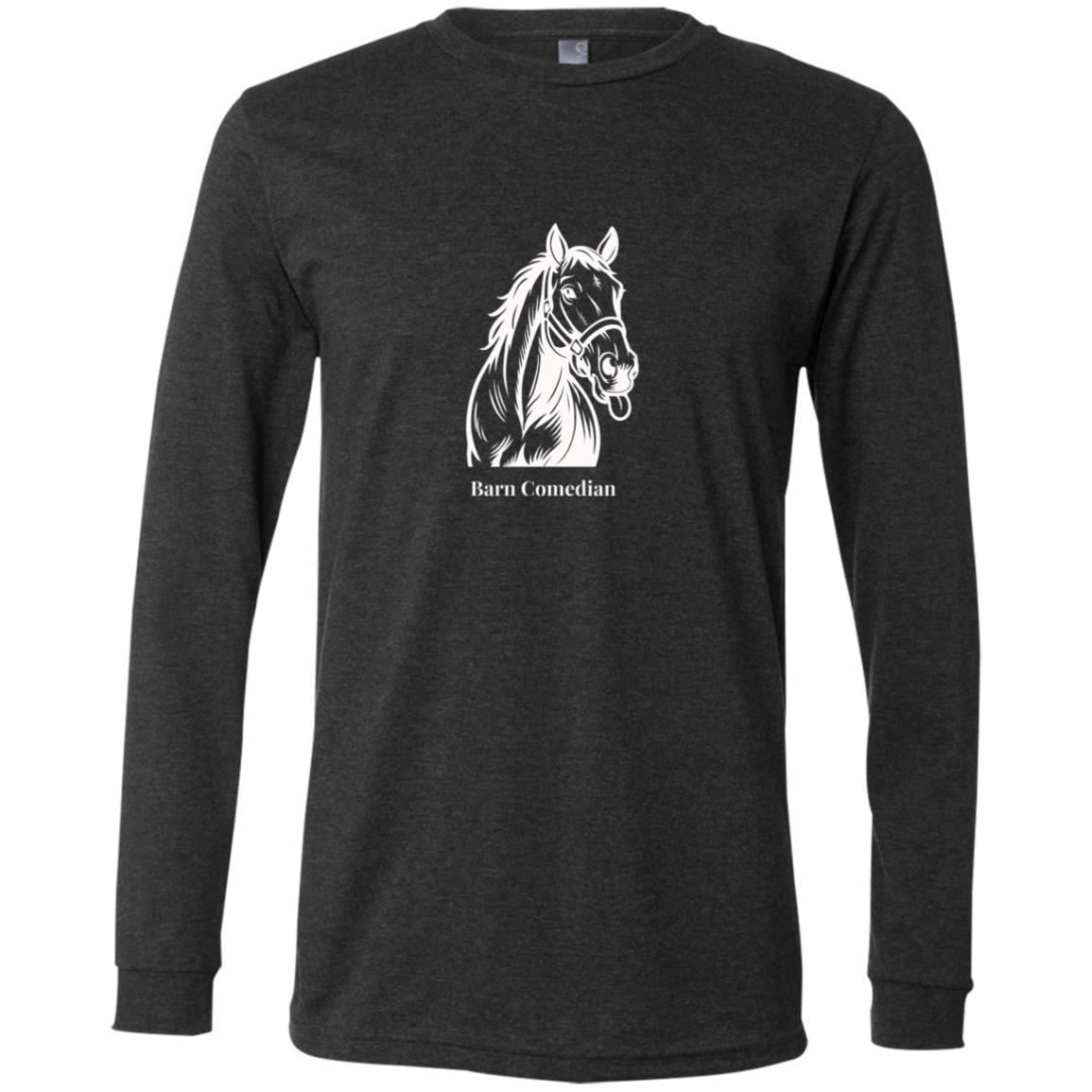 Barn Comedian Horse Graphic White H3501 Bella + Canvas Men's LS T-Shirt