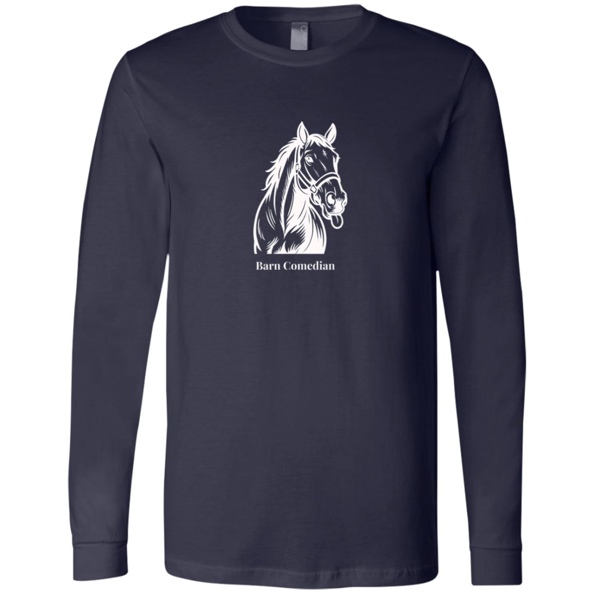 Barn Comedian Horse Graphic White H3501 Bella + Canvas Men's LS T-Shirt
