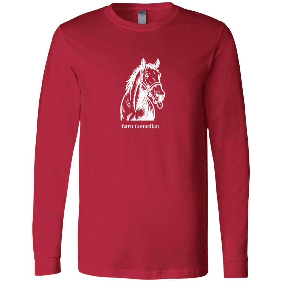 Barn Comedian Horse Graphic White H3501 Bella + Canvas Men's LS T-Shirt